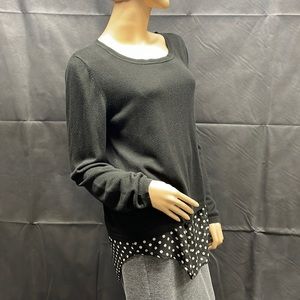 Verve Blues Black Split Back Sweater with Tan Polka Dot Tank